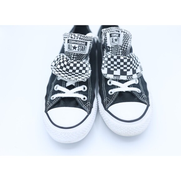 Converse Double Tongue 9 Black White Checkered Low Top Shoes Emo Grunge - Picture 7 of 10